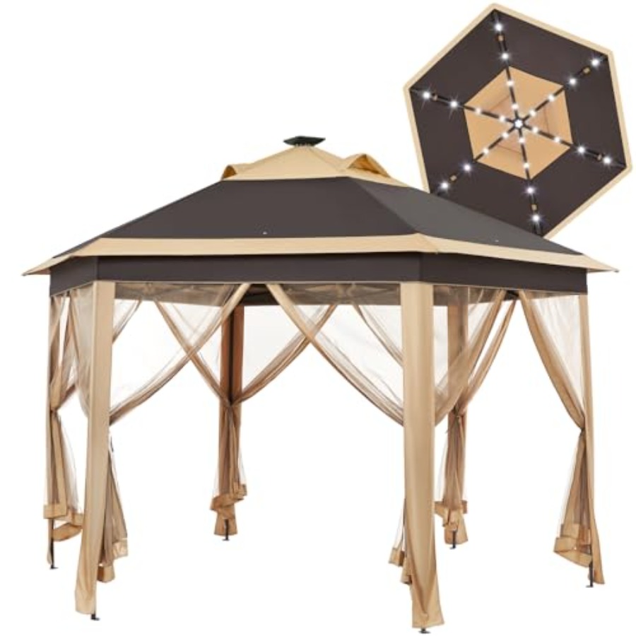 Gazebo Pop Up - Backyard garden lawn gazebo tent: khaki