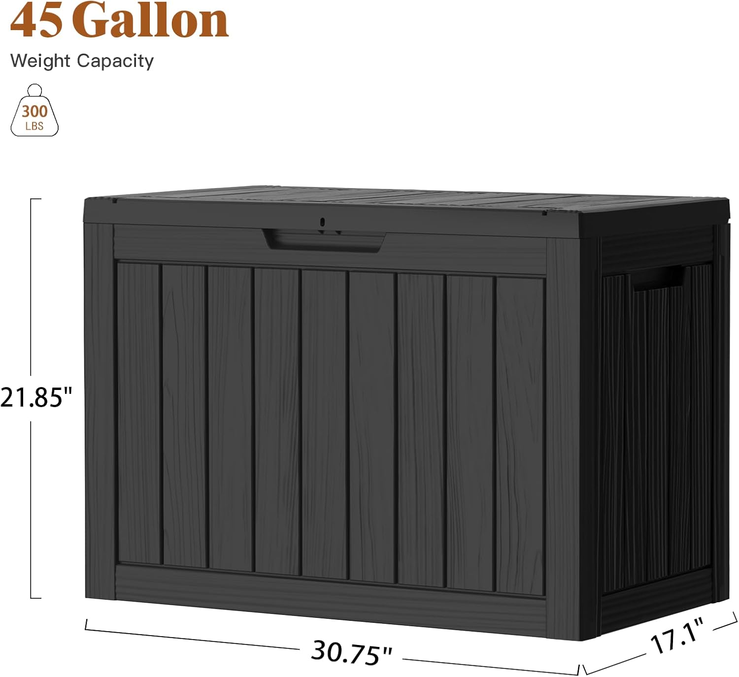 Outdoor Furniture With Storage - 45Gal Black Deck Box - Waterproof