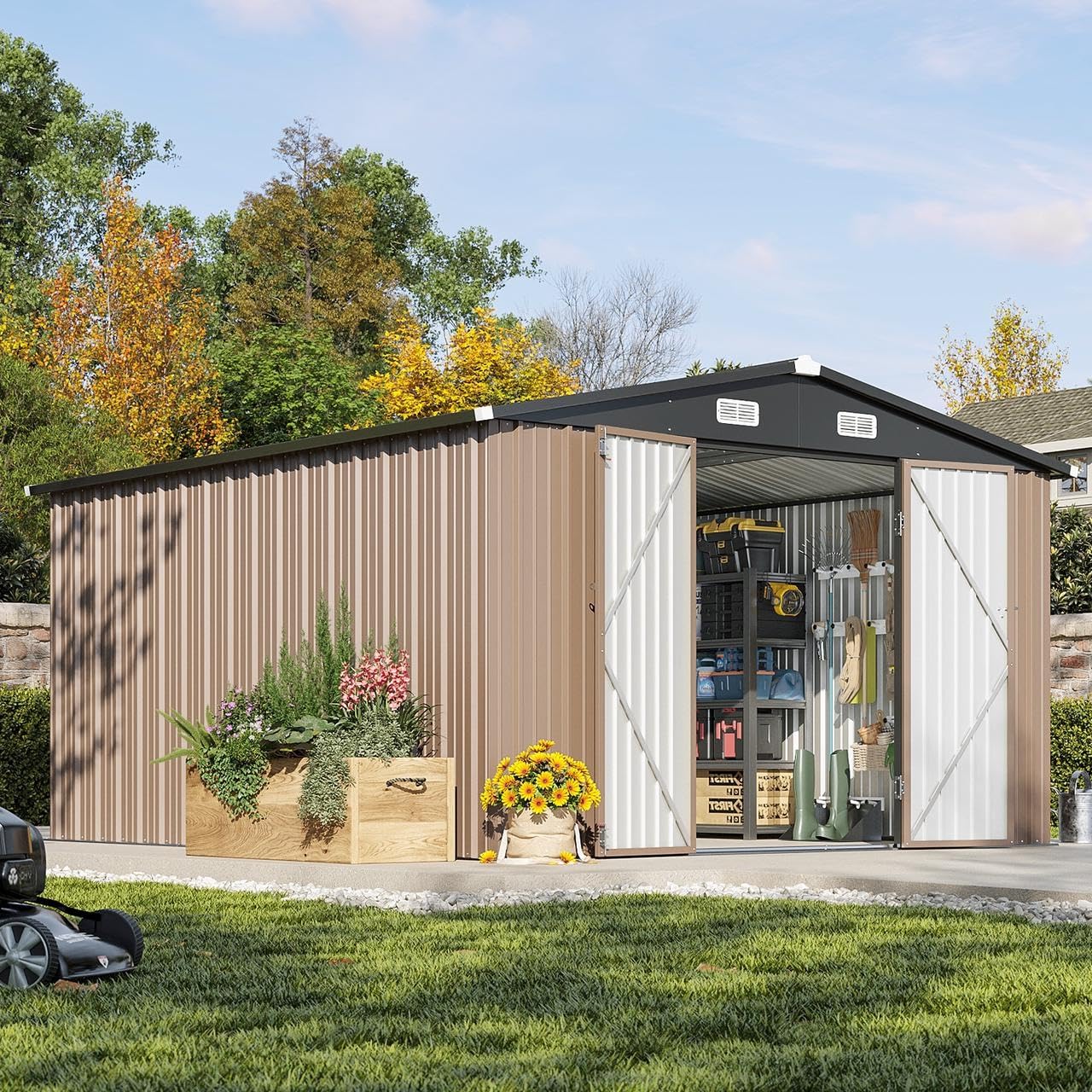 Outdoor Furniture With Storage - 10 x 12FT Outdoor Storage Shed