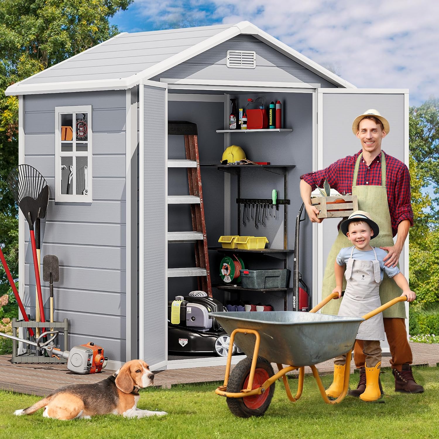 Outdoor Furniture With Storage - 6x4.4 FT Outdoor Resin Storage Shed