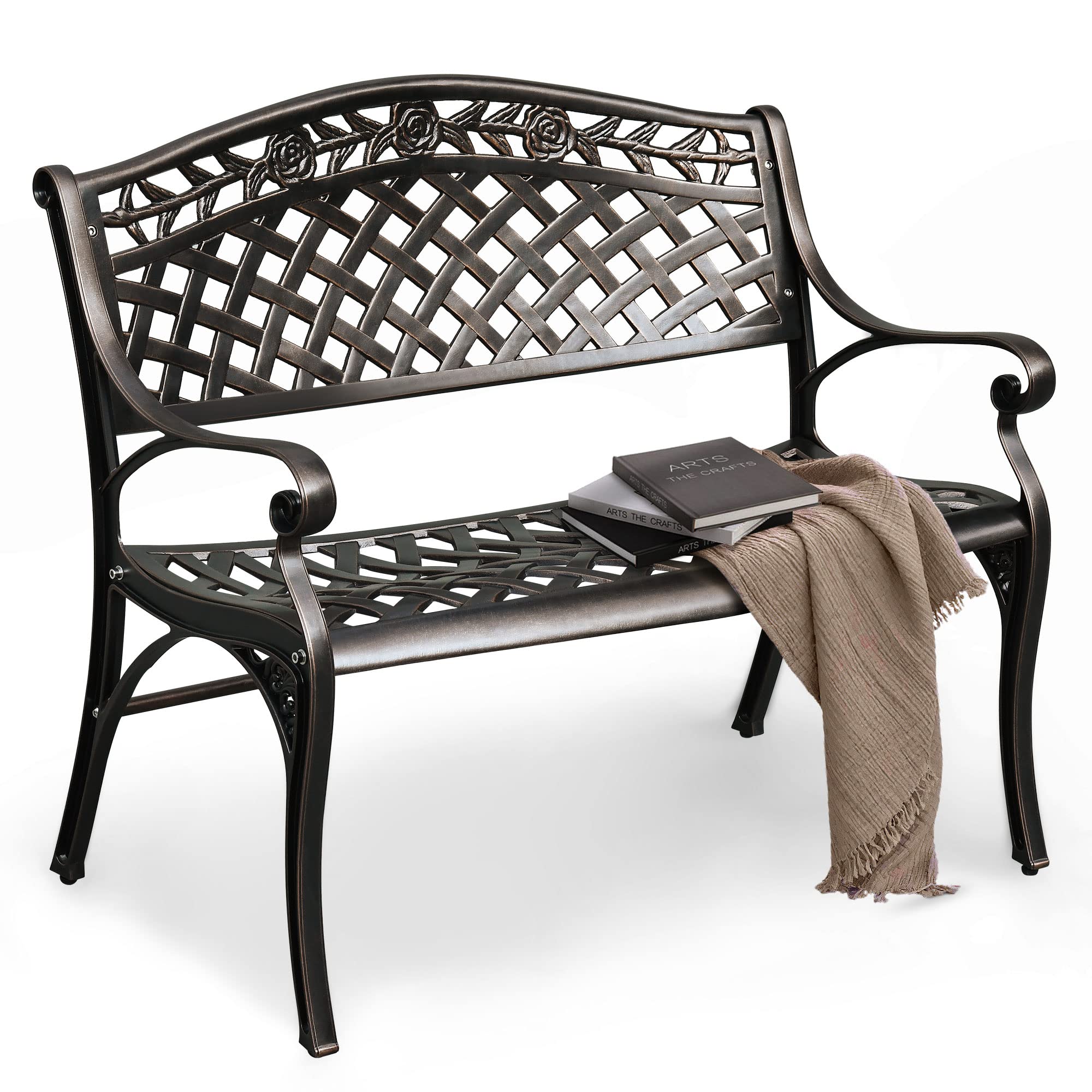 Outdoor Furniture Europe - Elegant 39.4 Inch Cast Aluminum Two-Seat
