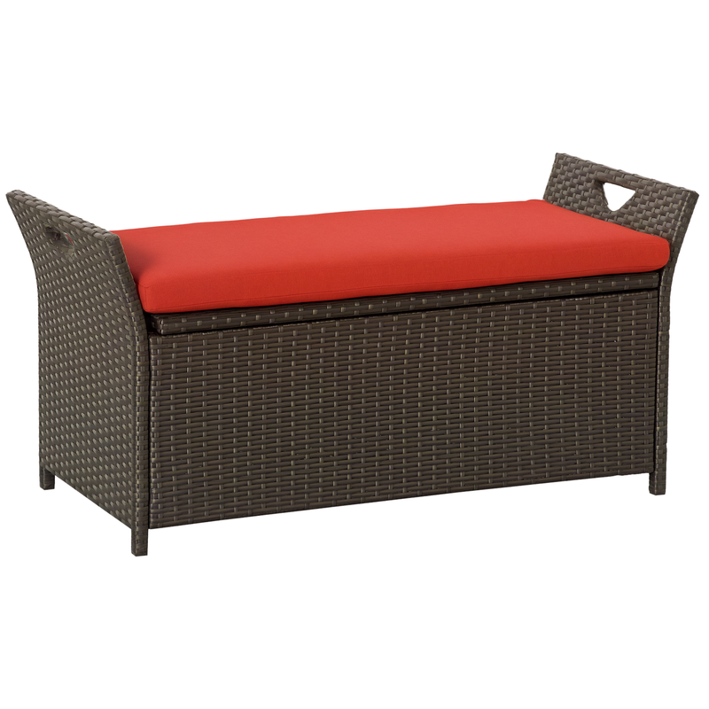 Outdoor Furniture With Storage - 29 Gallon Patio Wicker Storage Bench,