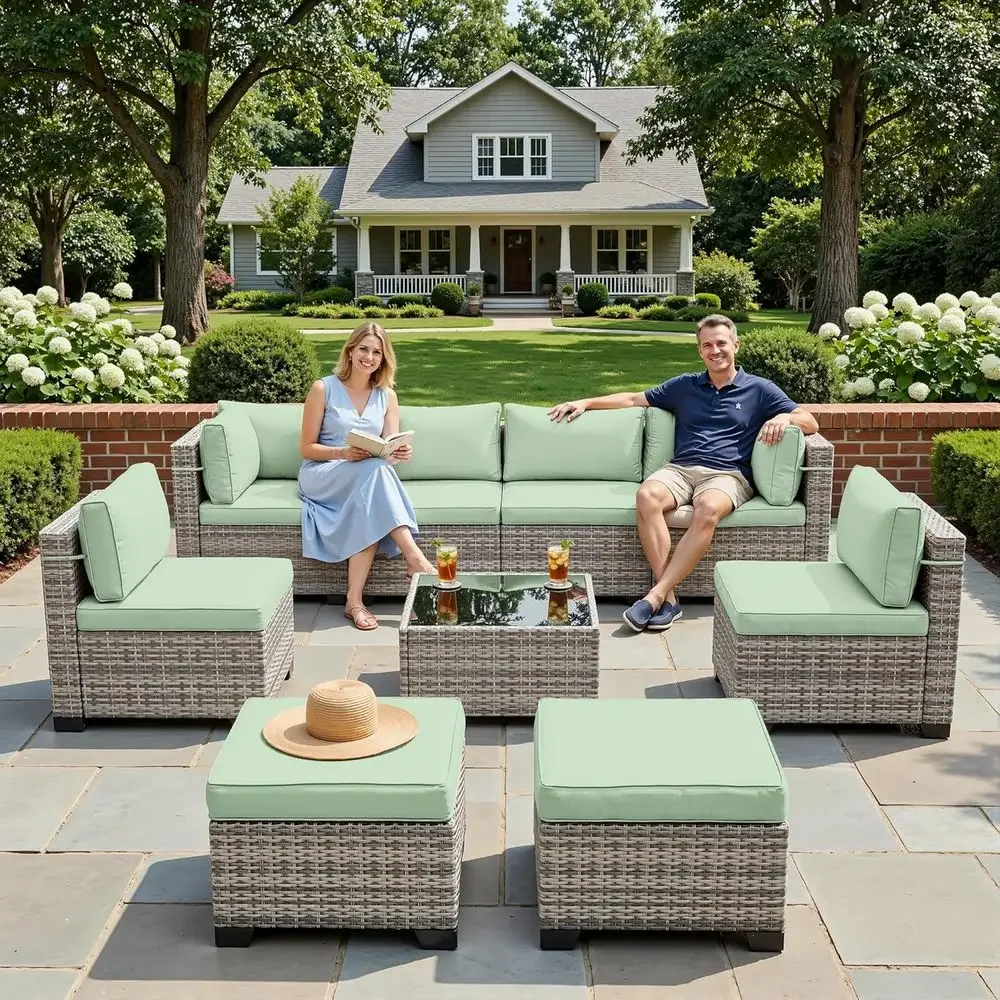 9-Piece Outdoor Sectional Pati - Outdoor Furniture Green incelemesi ve fiyatı