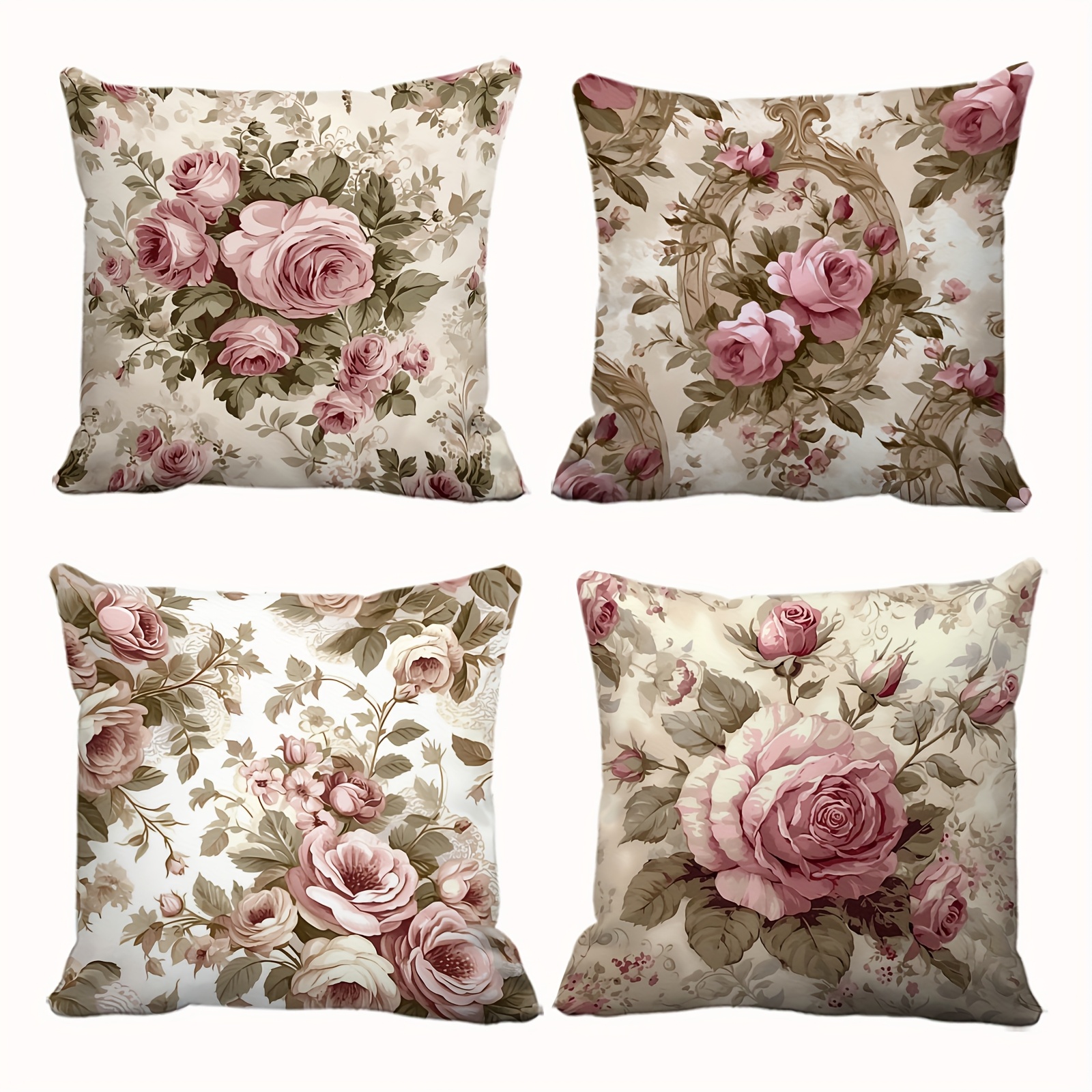 4pcs Traditional Floral Pillow - Outdoor Furniture Green incelemesi ve fiyatı
