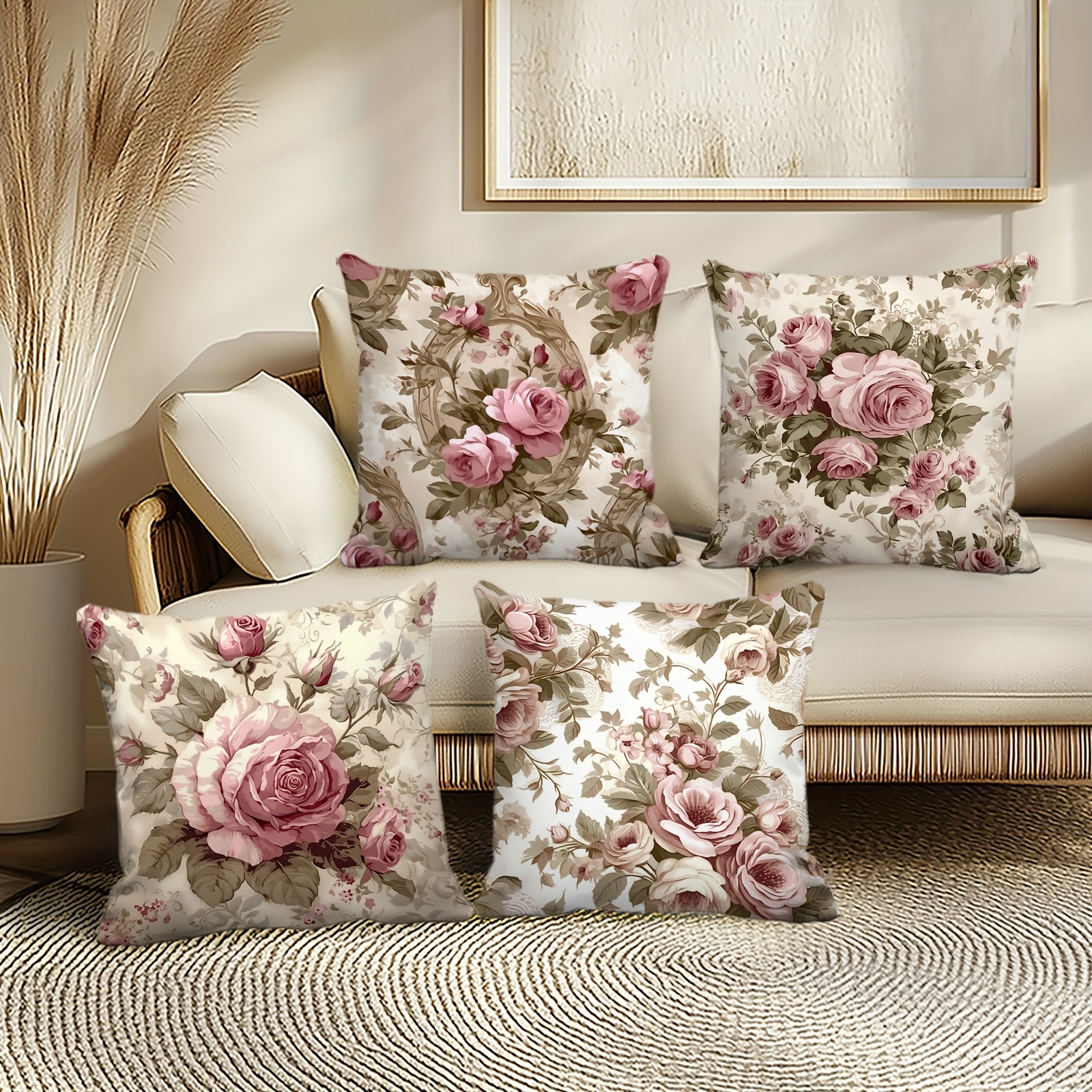 4pcs Traditional Floral Pillow - Outdoor Furniture Green incelemesi ve fiyatı