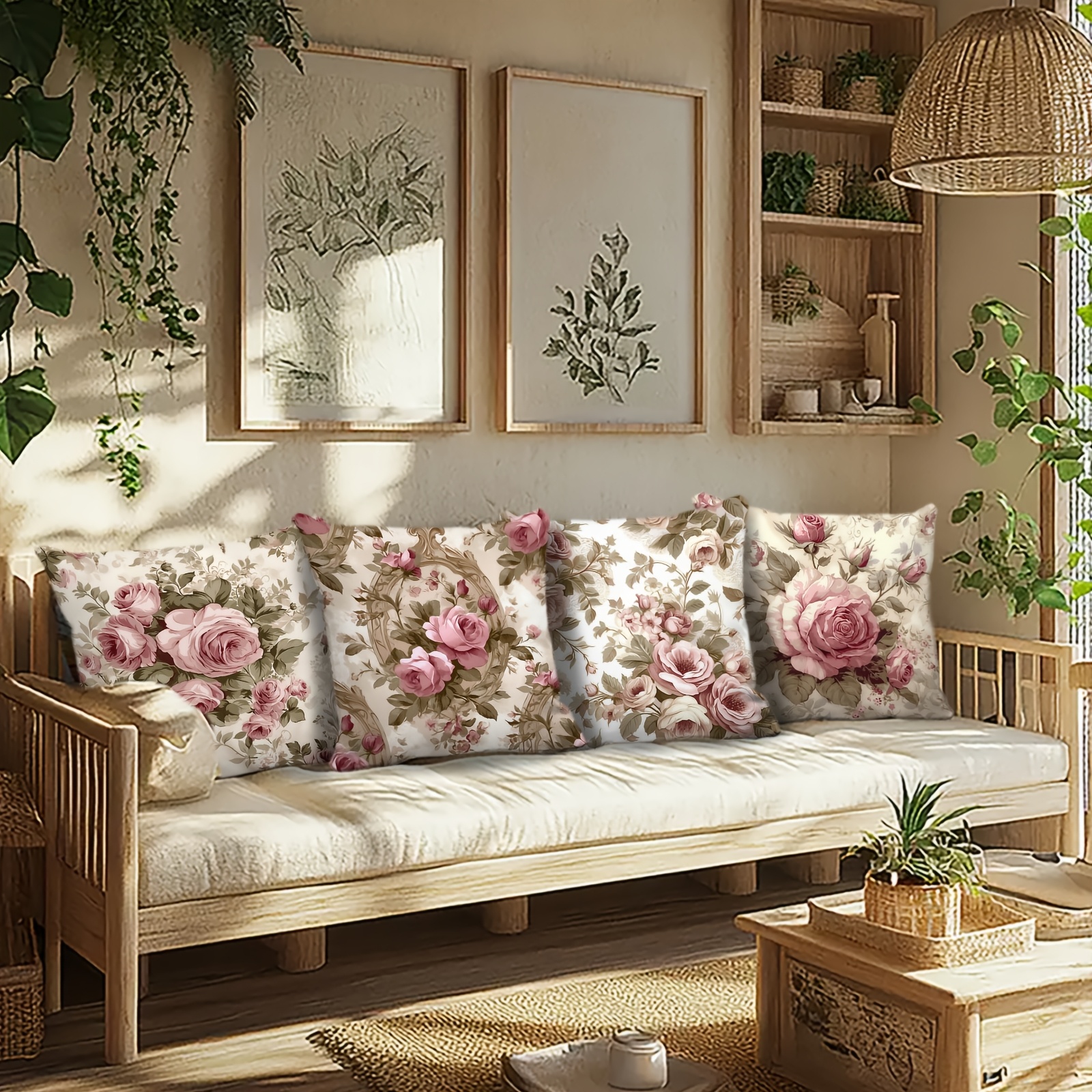 4pcs Traditional Floral Pillow - Outdoor Furniture Green incelemesi ve fiyatı