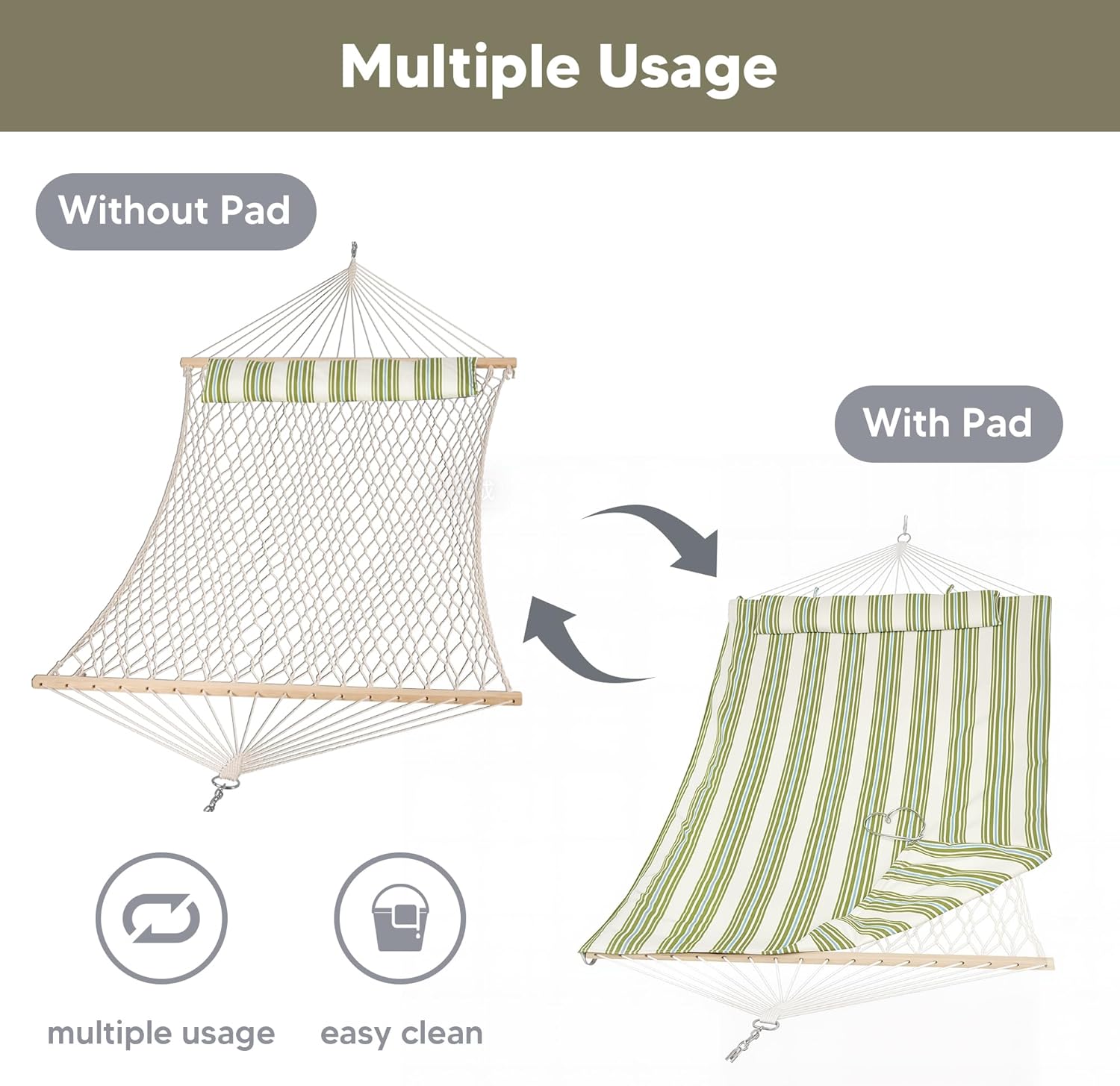 Portable 2 Person Hammock with - Outdoor Furniture Green incelemesi ve fiyatı