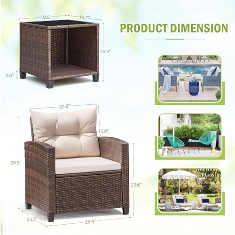 Devoko 3 Pieces Patio Furnitur - Outdoor Furniture Patio incelemesi ve fiyatı