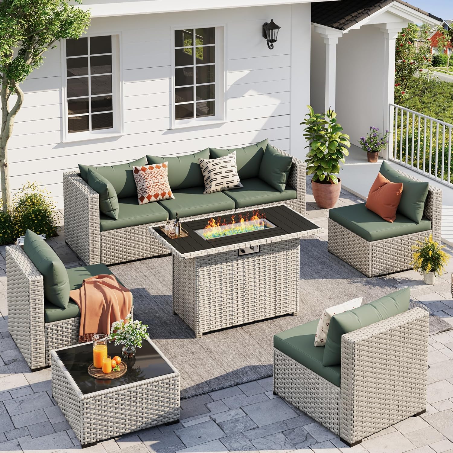 8-Seat Outdoor Sectional Sofa  - Outdoor Furniture Green incelemesi ve fiyatı