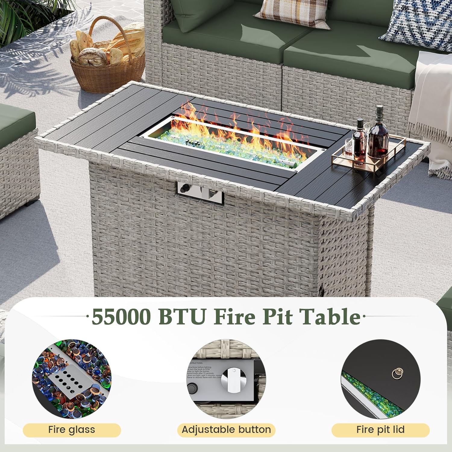 8-Seat Outdoor Sectional Sofa  - Outdoor Furniture Green incelemesi ve fiyatı