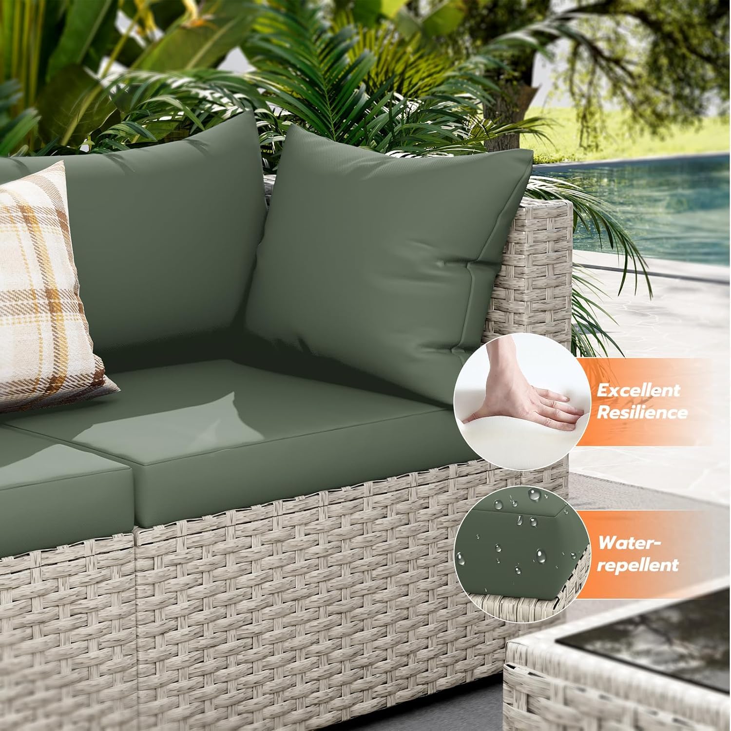 8-Seat Outdoor Sectional Sofa  - Outdoor Furniture Green incelemesi ve fiyatı