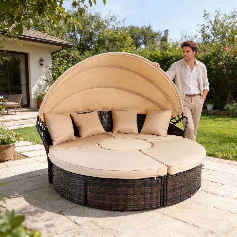 Outdoor Patio Round Daybed wit - Outdoor Furniture Patio incelemesi ve fiyatı