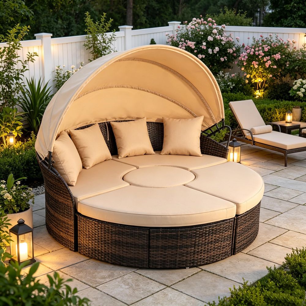 Outdoor Patio Round Daybed wit - Outdoor Furniture Patio incelemesi ve fiyatı