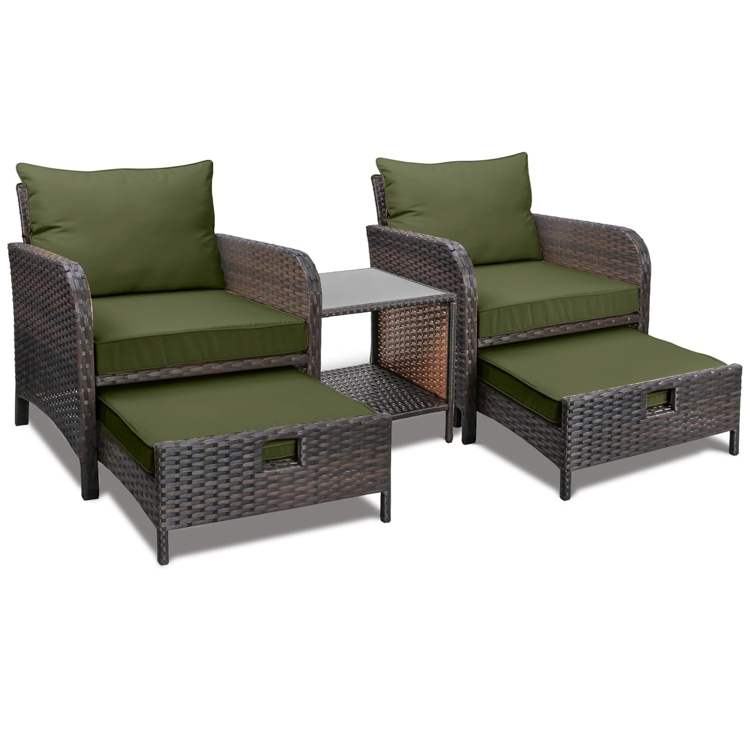 5 Piece PE Rattan Patio Set Ou - Outdoor Furniture Green incelemesi ve fiyatı
