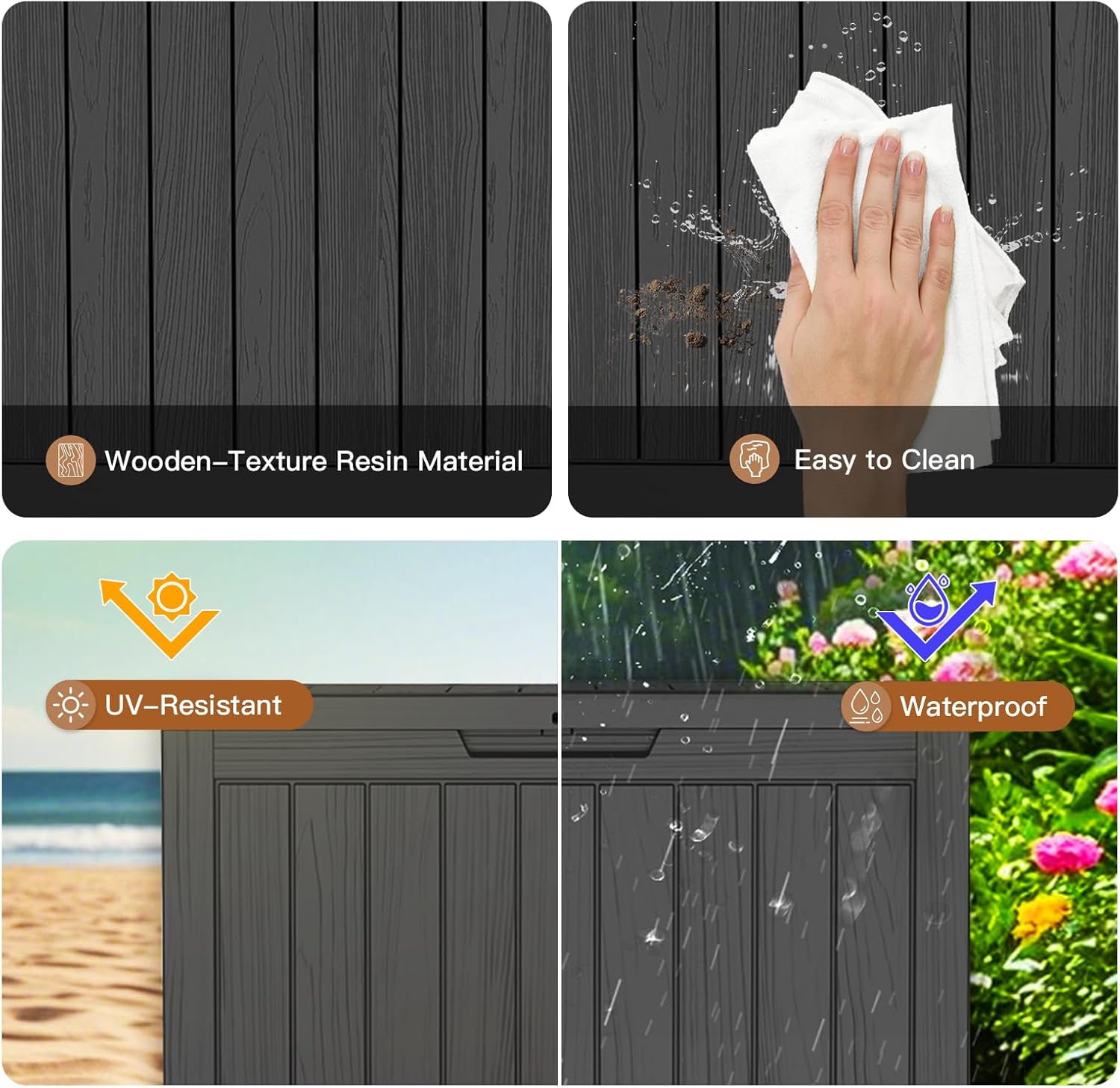 45Gal Black Deck Box - Waterpr - Outdoor Furniture With Storage incelemesi ve fiyatı