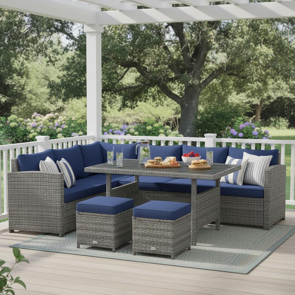 7 Piece All Weather Wicker Pat - Outdoor Furniture Europe incelemesi ve fiyatı
