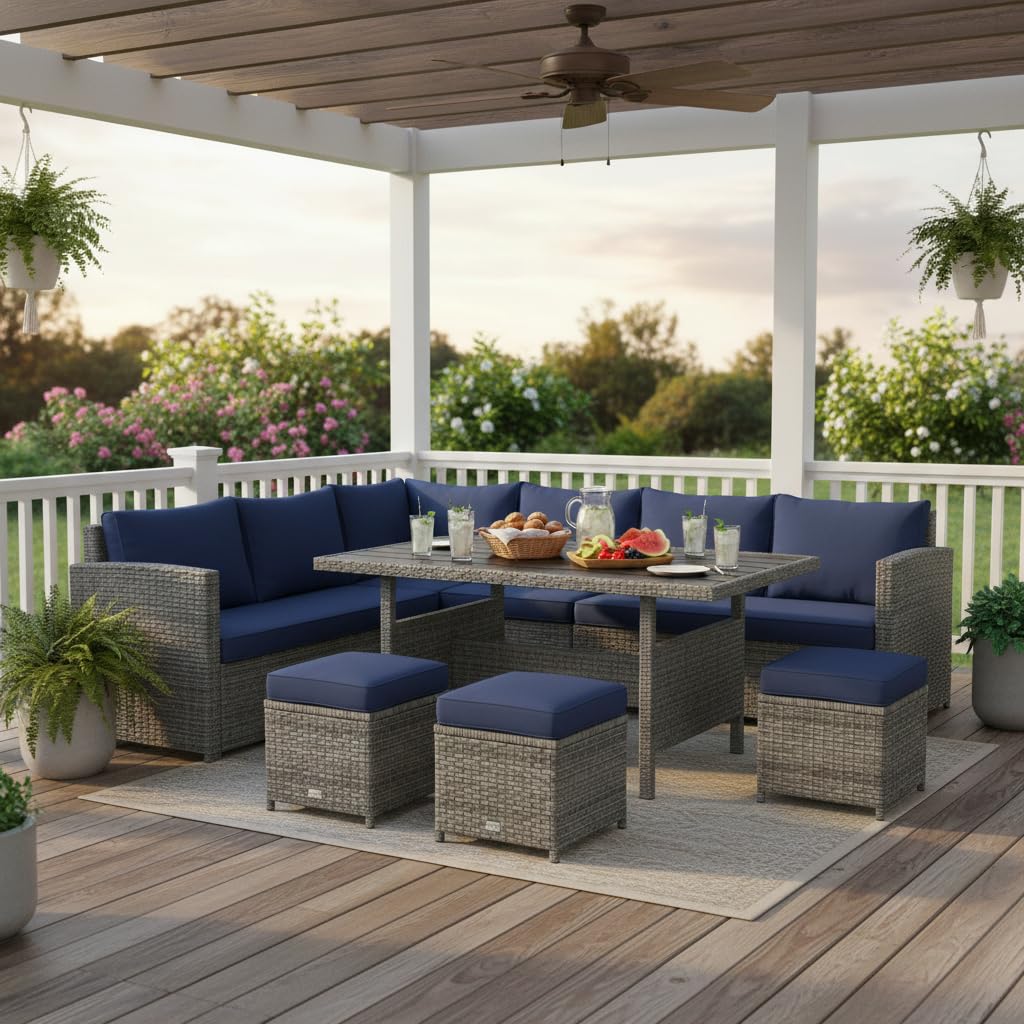 7 Piece All Weather Wicker Pat - Outdoor Furniture Europe incelemesi ve fiyatı