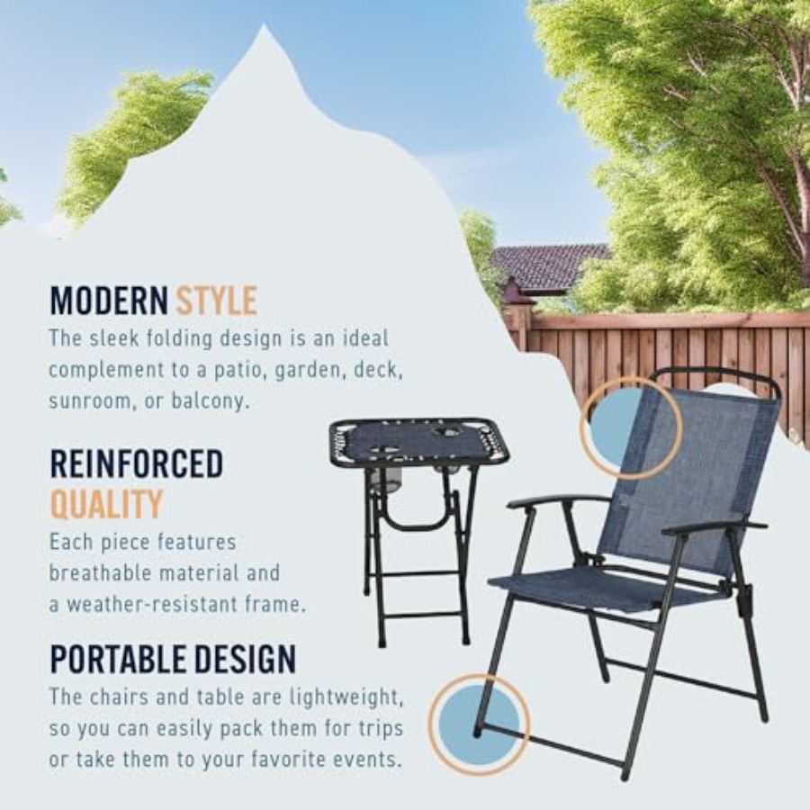 Trapper's Peak 3-Piece Folding - Outdoor Furniture Patio incelemesi ve fiyatı