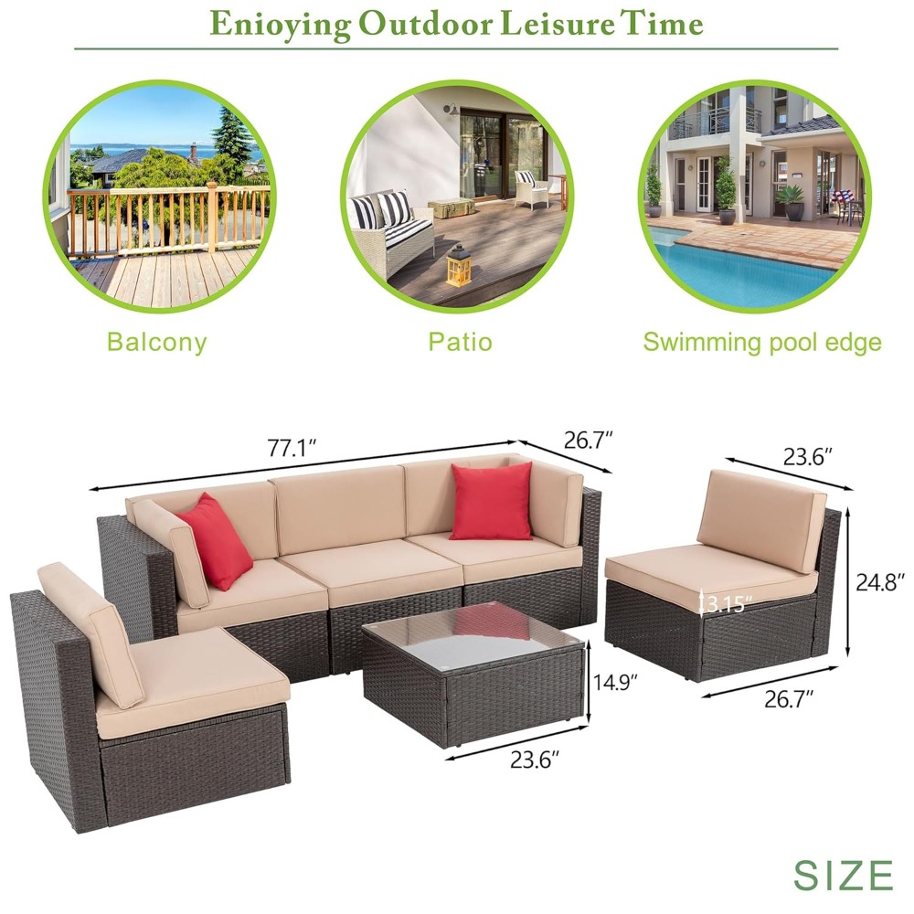6-Seat PE Rattan Sectional Sof - Outdoor Furniture Europe incelemesi ve fiyatı