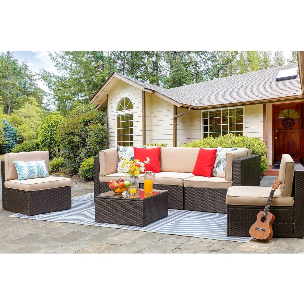 6-Seat PE Rattan Sectional Sof - Outdoor Furniture Europe incelemesi ve fiyatı