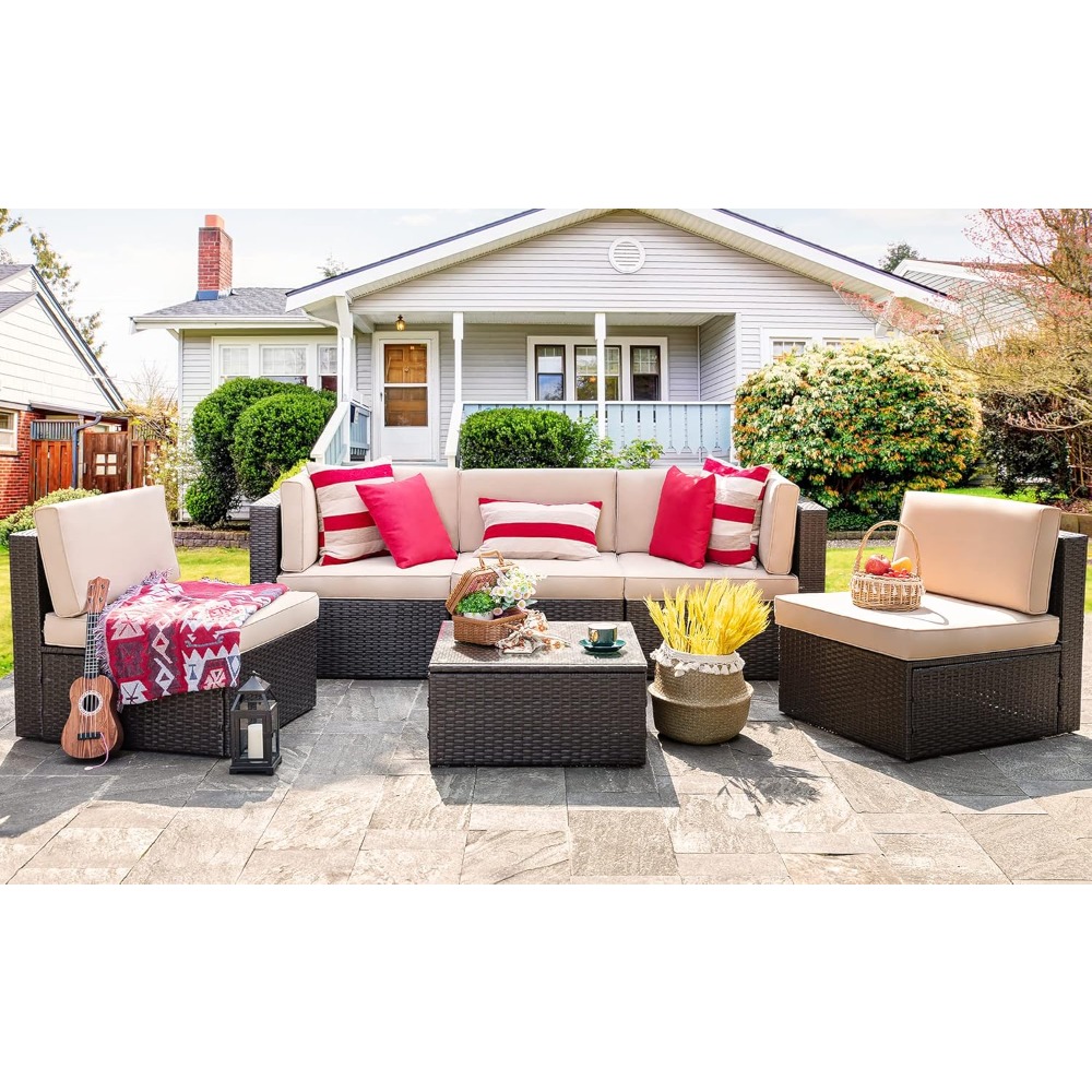 6-Seat PE Rattan Sectional Sof - Outdoor Furniture Europe incelemesi ve fiyatı