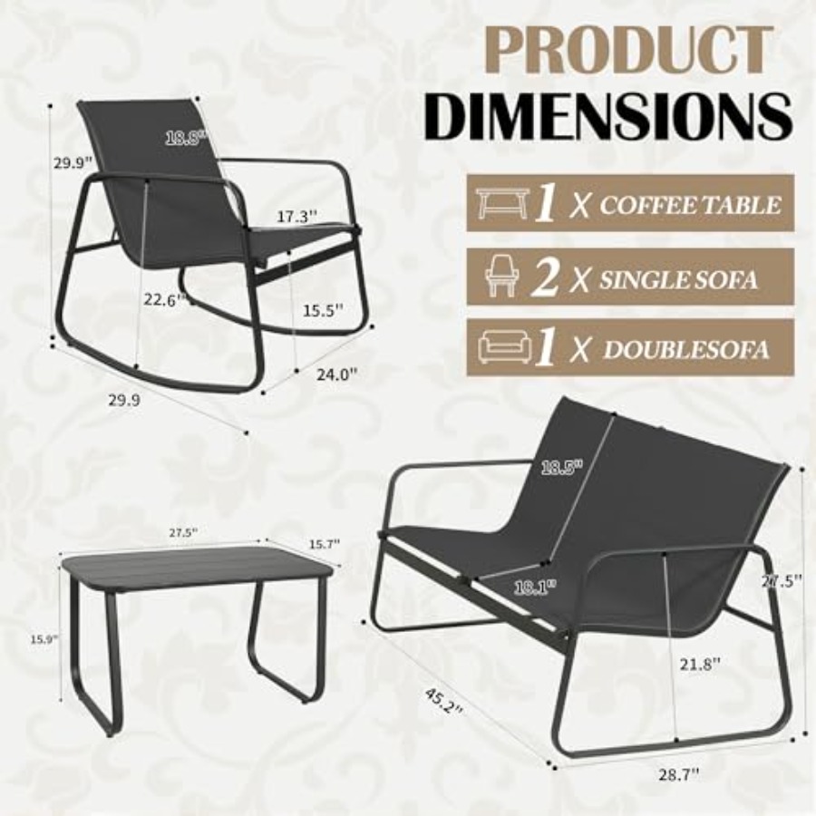 GEONKAI 4 Piece Patio Furnitur - Outdoor Furniture Patio incelemesi ve fiyatı