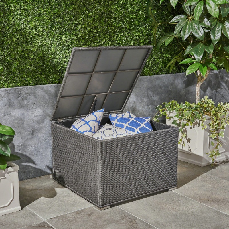 Dark Gray Rattan Outdoor Stora - Outdoor Furniture With Storage incelemesi ve fiyatı