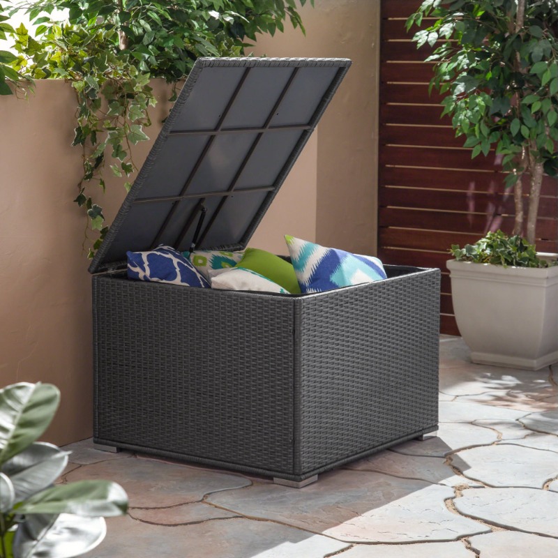 Dark Gray Rattan Outdoor Stora - Outdoor Furniture With Storage incelemesi ve fiyatı
