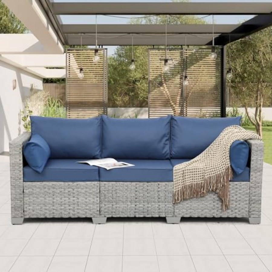 Outdoor Couch 3 Seater Wicker  - Outdoor Furniture Patio incelemesi ve fiyatı