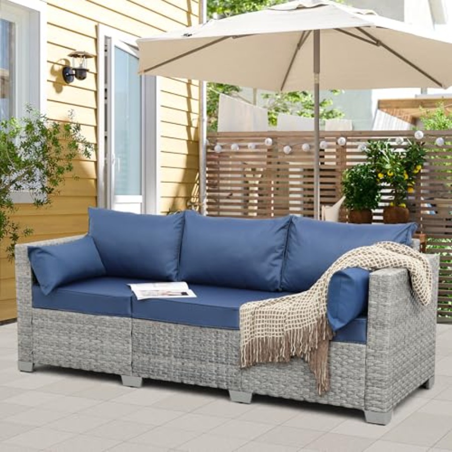 Outdoor Couch 3 Seater Wicker  - Outdoor Furniture Patio incelemesi ve fiyatı