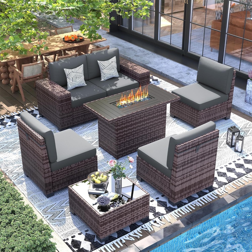 Sectional Sofa Set with Fire P - Outdoor Furniture Europe incelemesi ve fiyatı