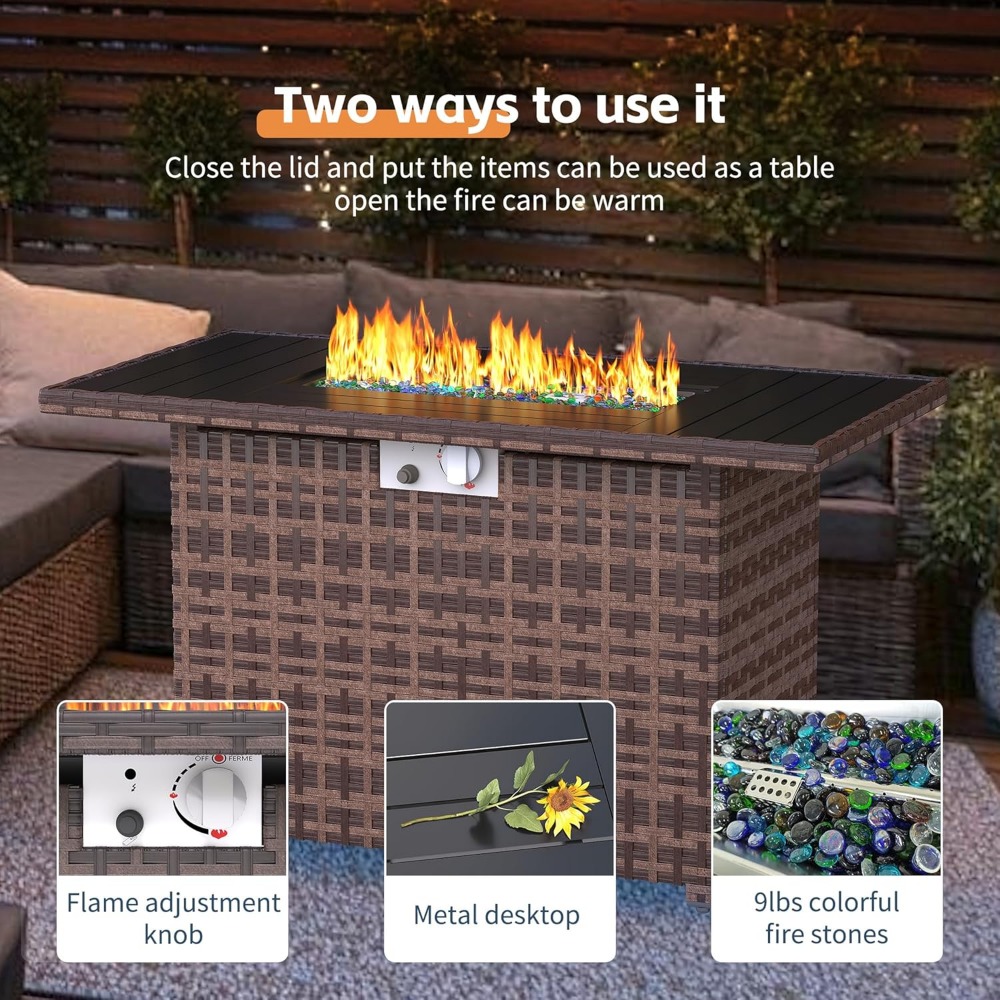 Sectional Sofa Set with Fire P - Outdoor Furniture Europe incelemesi ve fiyatı