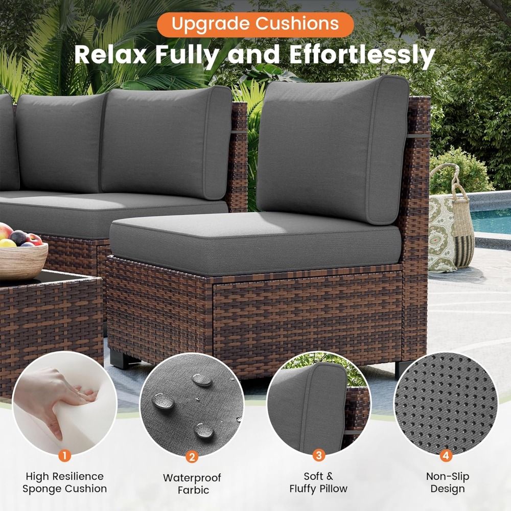 Sectional Sofa Set with Fire P - Outdoor Furniture Europe incelemesi ve fiyatı